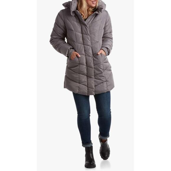 Steve Madden Womens Plus-size Chevron Puffer Jacket Sz 2X, Gently Used - Picture 10 of 10